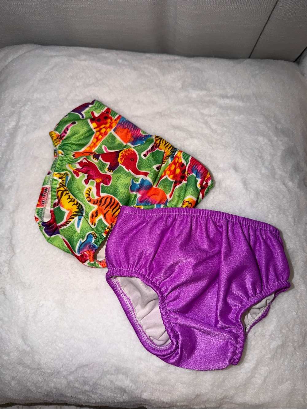 Reusable swim diapers size S Set of 2 Purple & Jungle Animals Print NWOT Vintage